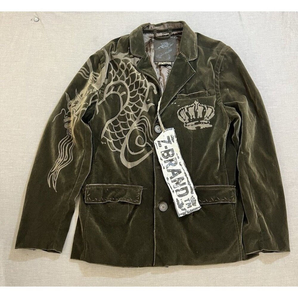 Z BRAND Jacket Blazer Men's Medium Brown Button Velour‎ Sports Coat Rare.